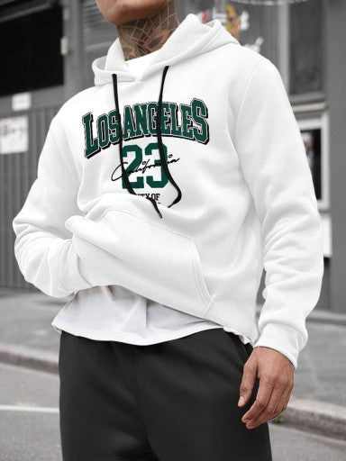 SUDADERA BLANCA CON CAPUCHA, MANGA LARGA.