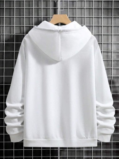SUDADERA BLANCA CON CAPUCHA, MANGA LARGA.