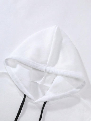 SUDADERA BLANCA CON CAPUCHA, MANGA LARGA.
